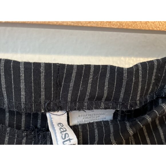 Y2k black gray stripe flat front stretch career pants straight leg 4 90s midrise - Picture 3 of 5